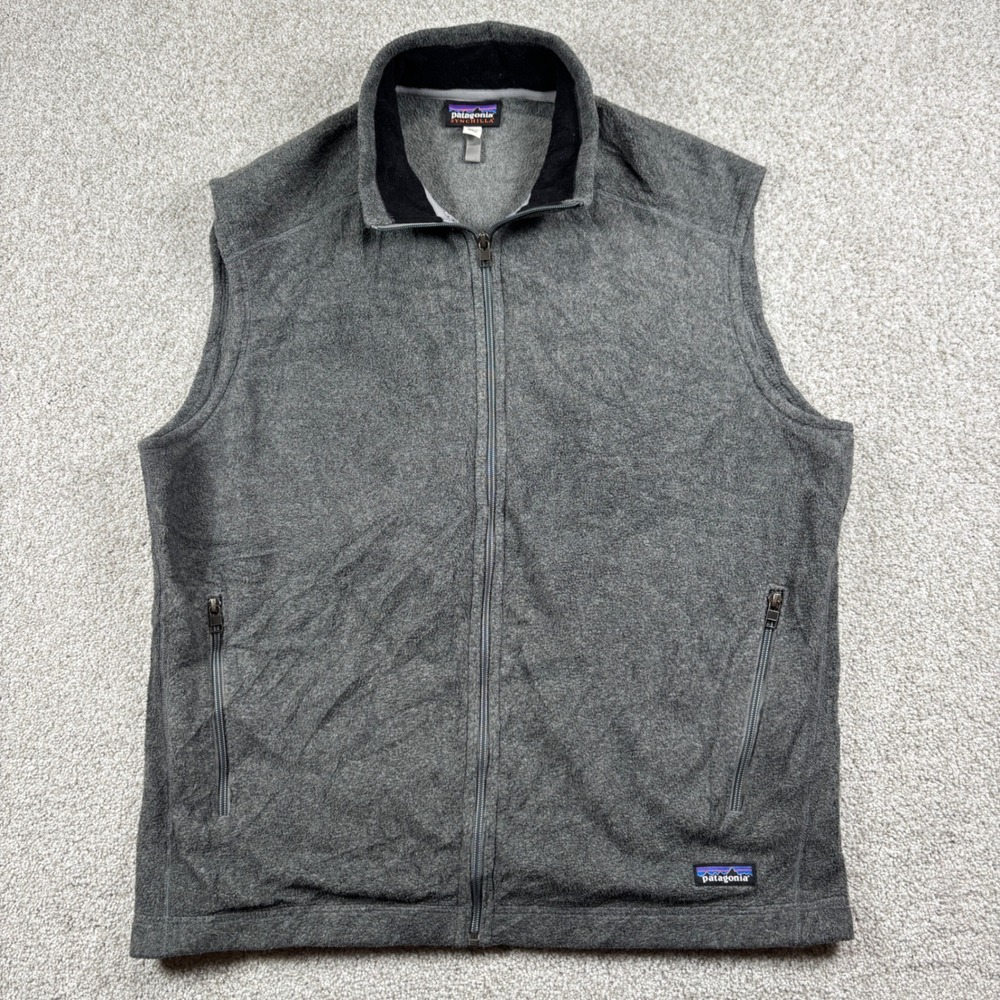 Patagonia Synchilla Vest Mens XL Gray Full Zip Fleece Pockets Mock Neck